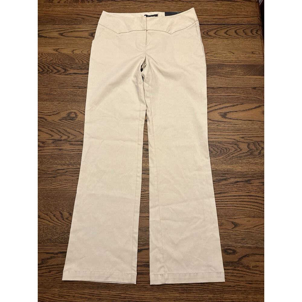 NEW City Streets Womens Pants Low Rise Wide Leg Ivory Stone Size 9 Stretch